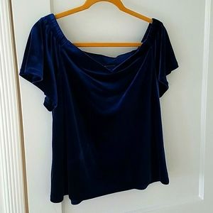 WHBM off the shoulder velvet top